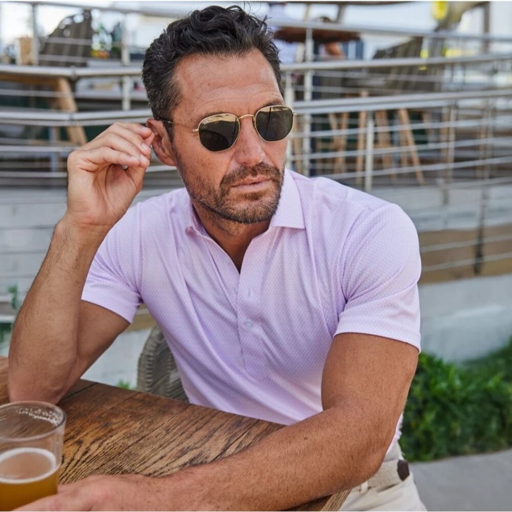 NWOT Collars and Co Polo 2XL Relaxed Semi-Spread Collar Vantage Pink Mens Golf